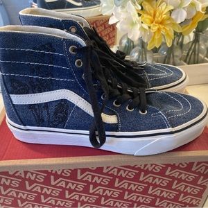 Mens Like-New Vans Hi-Top Denim Shoes, Sz. 7